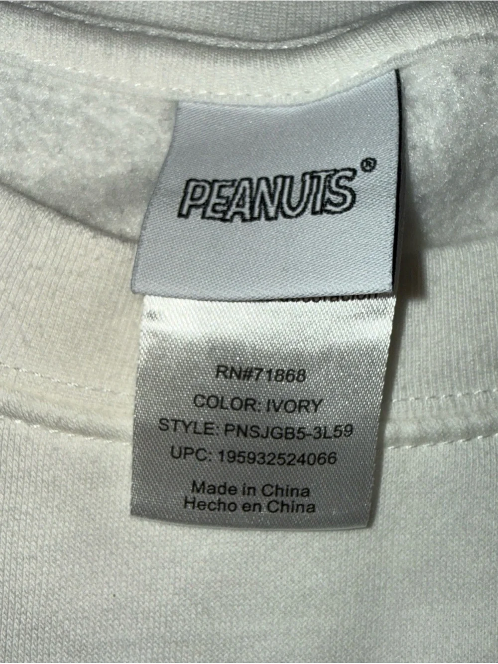 Peanuts Snoopy Embroidered Pullover Sweatshirt XL Ivory New York - Picture 7 of 8